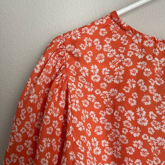 Urban Outfitters Taylor Floral Orange Tie Front Romper (XS) - Picture 9 of 10